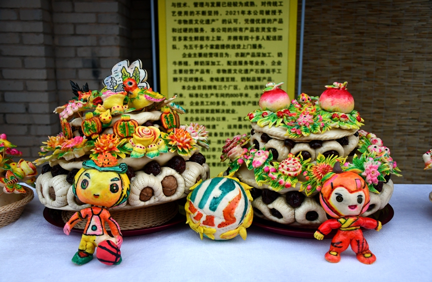 河南省级非物质文化遗产灵宝面塑展示。李鹏飞摄