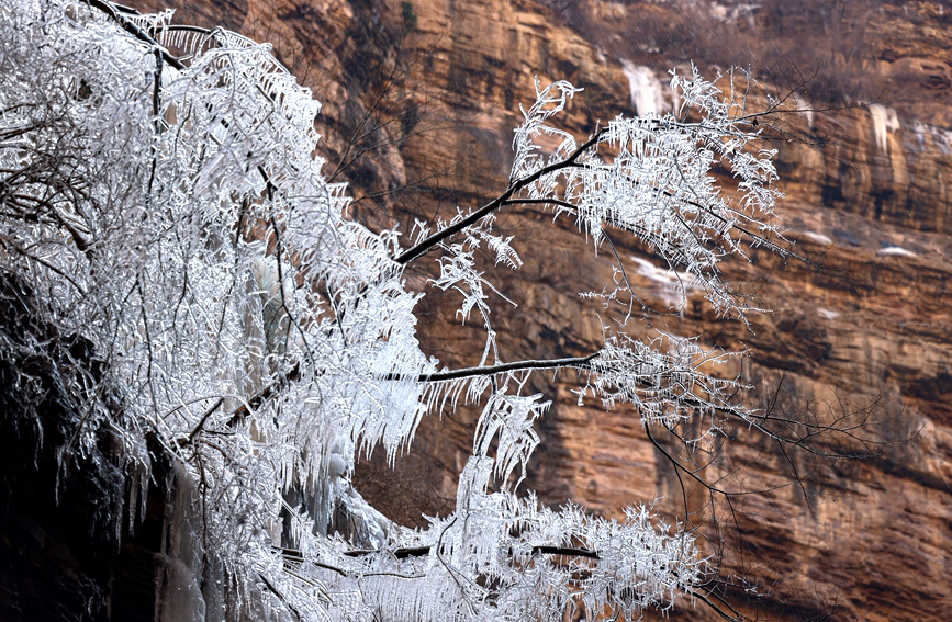 隆冬时节，太行大峡谷冰雪景观美不胜收。麻翛然摄