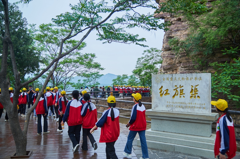 春日，暖阳倾洒，红旗渠畔绿意浓浓，这条“人工天河”焕发朝气，也迎来研学热潮。红旗渠风景区供图
