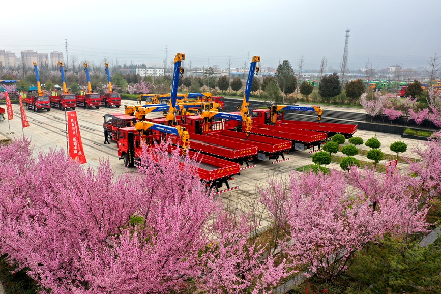 满园春色中一批整车成品整装待发。 王建栋摄