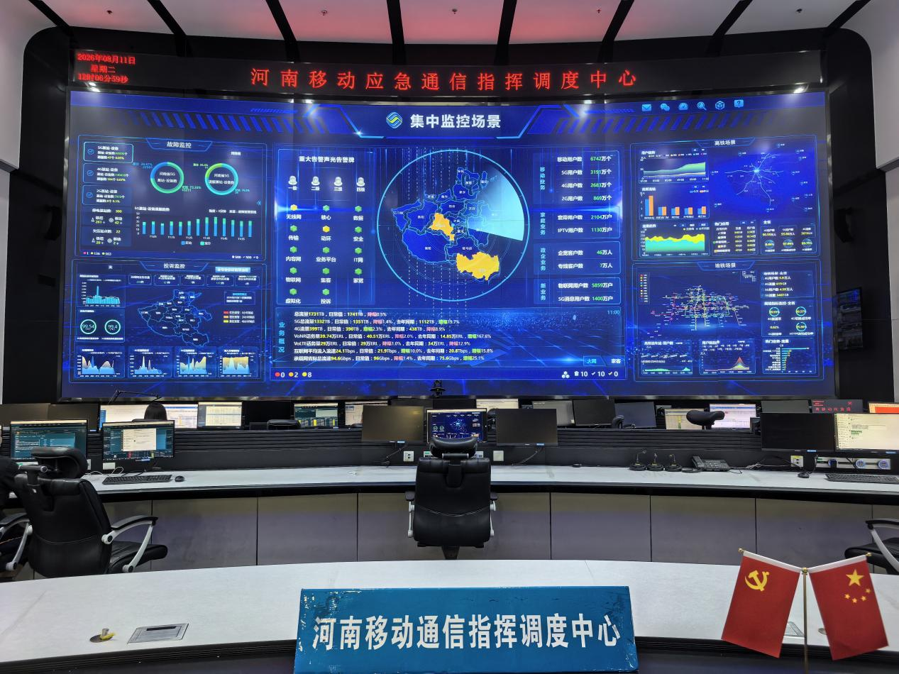 河南移动应急通信指挥调度中心现场。河南移动供图