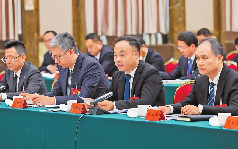 出席河南省第十二次党代会的代表们分团审议党代会报告
